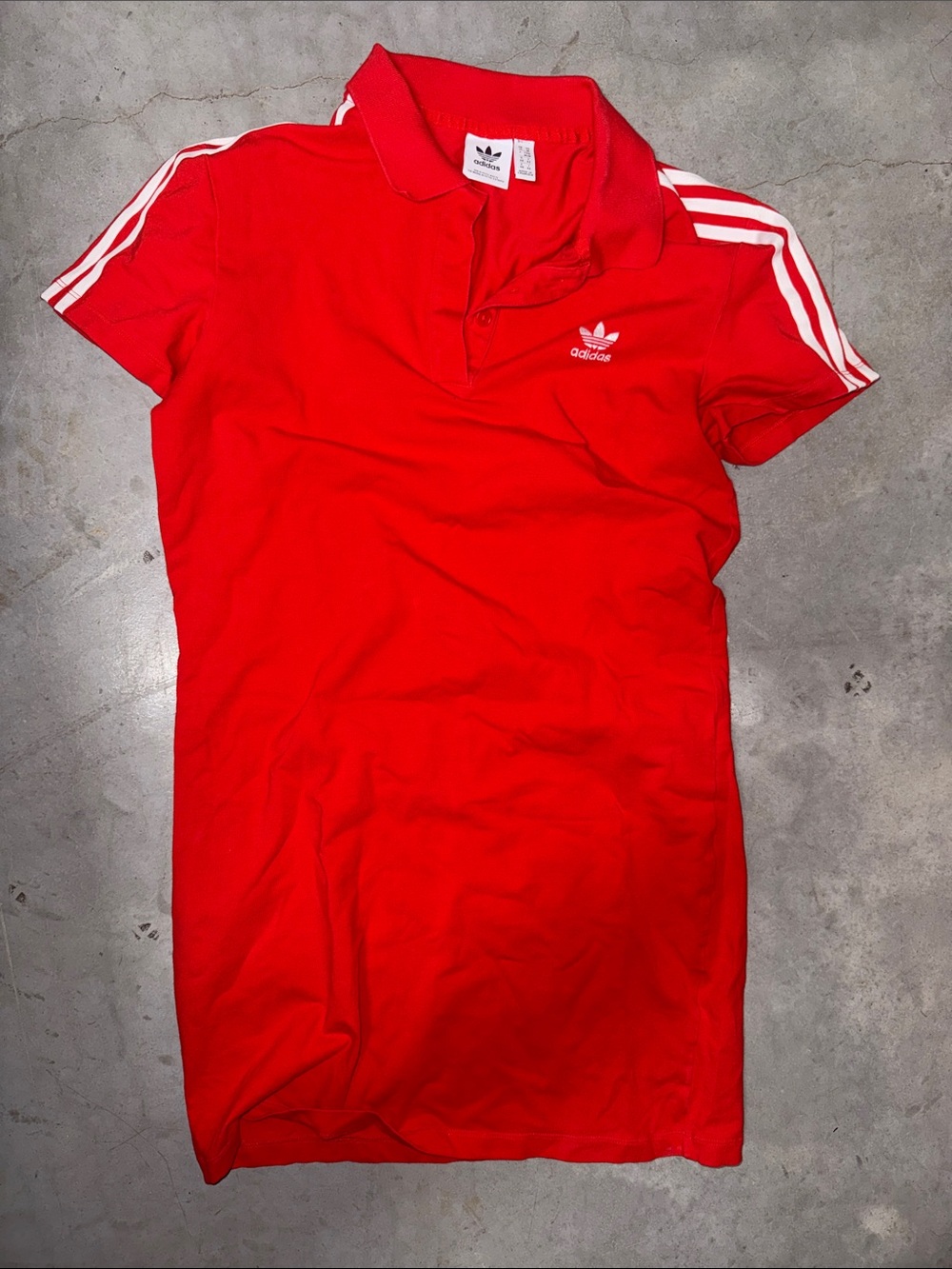 adidas Red Mini Polo Dress with White Three-Stripes
